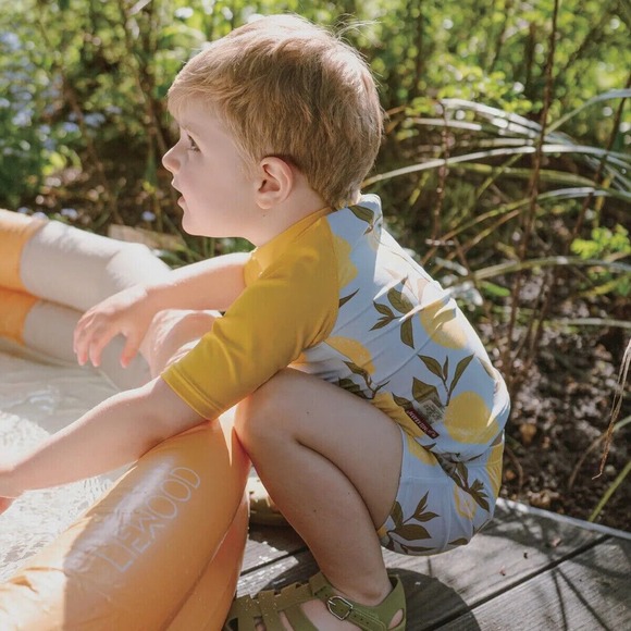 Milkbarn Short Sleeve Zipper Top And Swim Trunks Set -- Lemon NWT - Picture 4 of 4